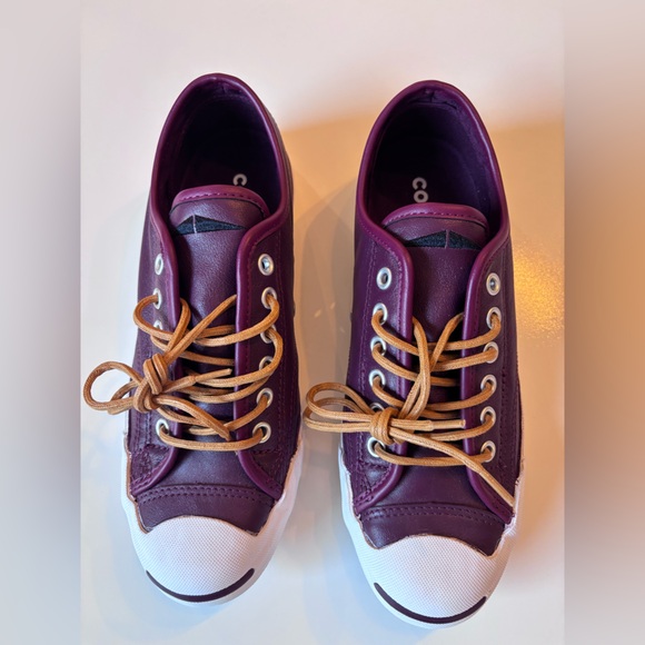 Converse, Jack Purcell, Leather Maroon &White Women’s 7, Men’s 5 Sneakers,No box - Picture 2 of 13